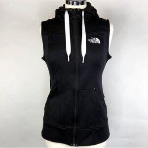 The North Face Women's XS Black Sleeveless Hoodie Vest Full Zip Logo Athletic